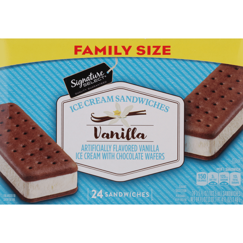 SIGNATURE SELECTS Ice Cream Sandwiches, Vanilla, Family Size (3.5 fl oz ...