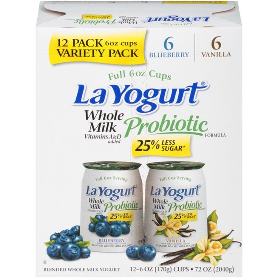 La Yogurt Probiotic Blueberry And Vanilla Blended Whole Milk Yogurt 6 Oz 12 Count 6 Oz 6618