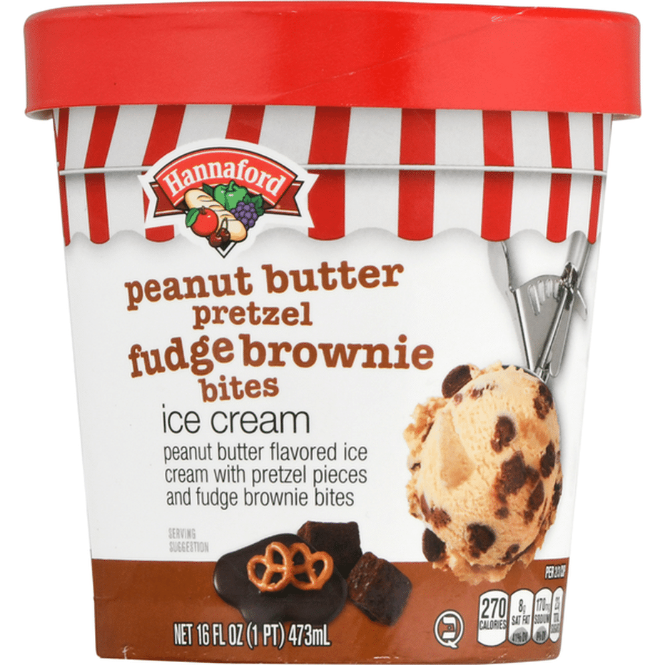 Hannaford Ice Cream, Peanut Butter Pretzel Fudge Brownie Bites (16 fl ...