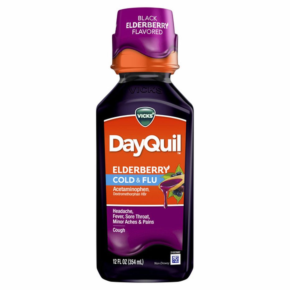 Vicks Dayquil Black Elderberry Flavored Cold & Flu Liquid (12 fl oz ...