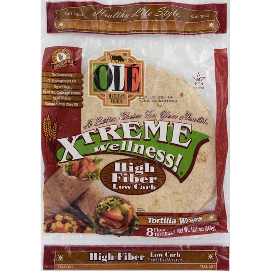 Ole Xtreme Wellness High Fiber 8 Low Carb Tortilla Carb Lean Keto