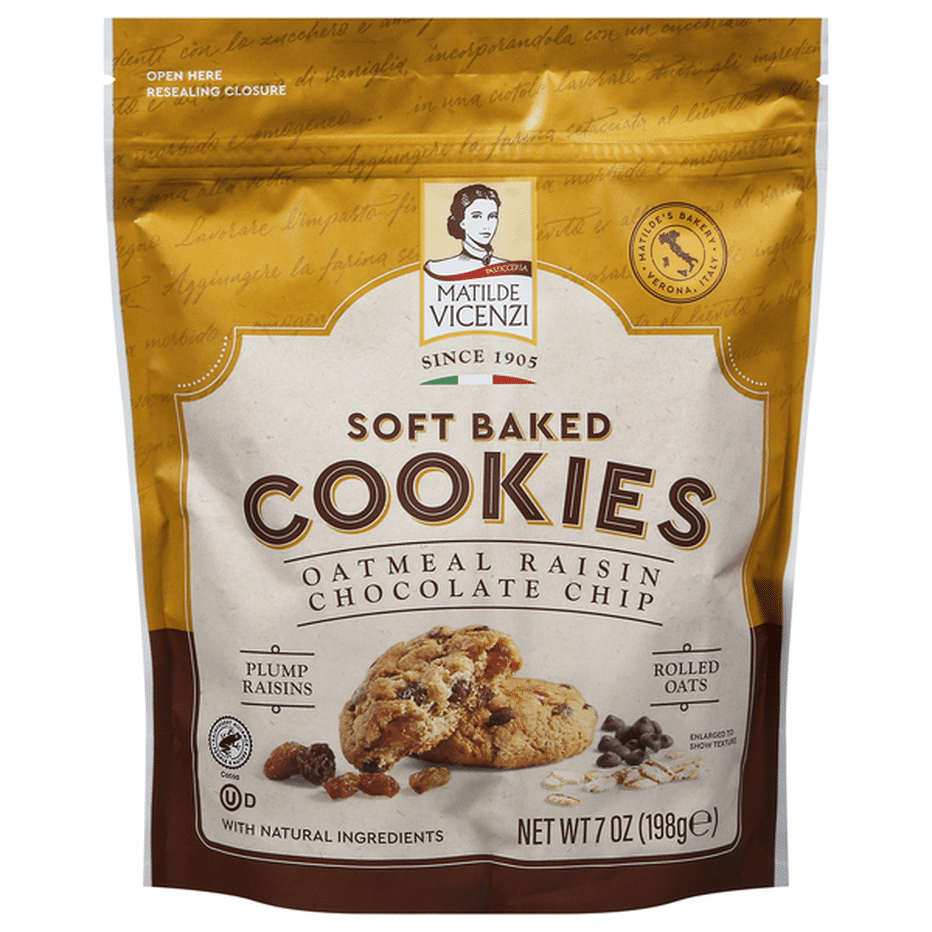 Matilde Vicenzi Cookies, Oatmeal Raisin Chocolate Chip, Soft Baked (7 ...