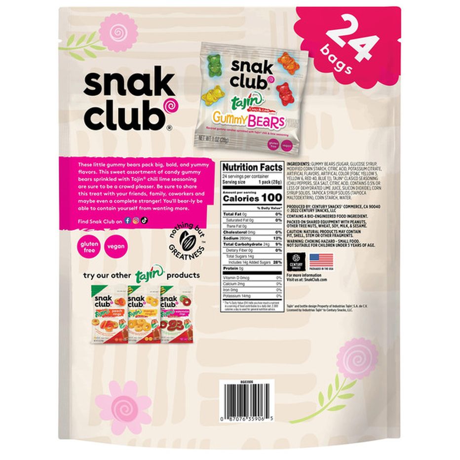 Snak Club Tajin Gummy Bears 1 Oz Delivery Or Pickup Near Me Instacart 1380