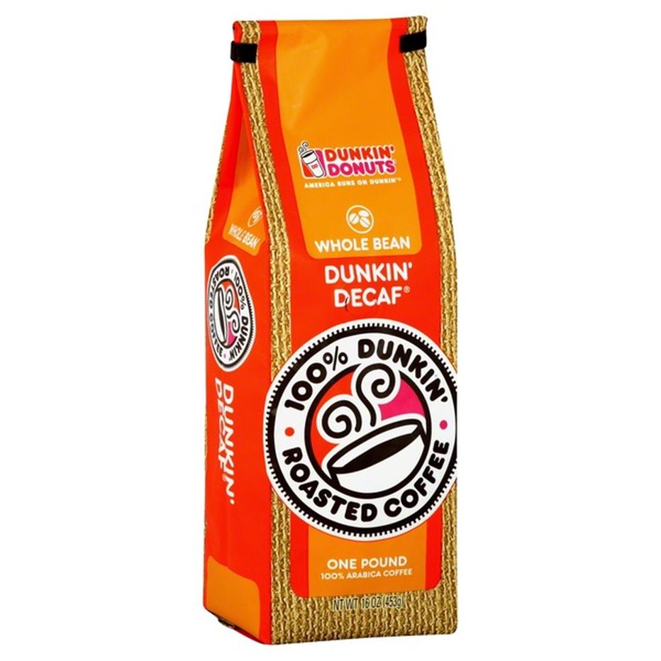 Dunkin' Donuts Coffee, Roasted, Whole Bean, Dunkin' Decaf (16 oz) Delivery or Pickup Near Me