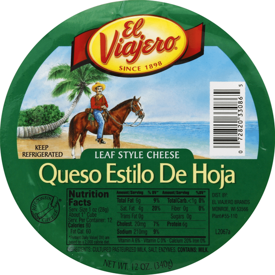 El Viajero Cheese, Leaf Style, Queso Estilo De Hoja (12 Oz) Delivery Or ...