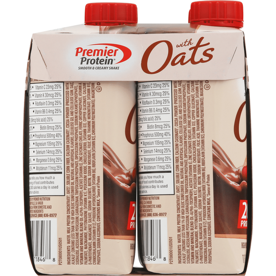 Premier Protein Shake with Oats, Chocolate Hazelnut, 4 Pack (11 fl oz