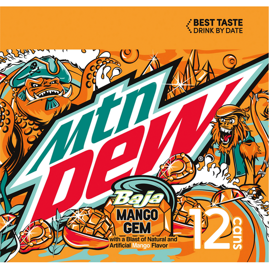 Mountain Dew Baja Mango Gem Soda (12 fl oz) Delivery or Pickup Near Me ...