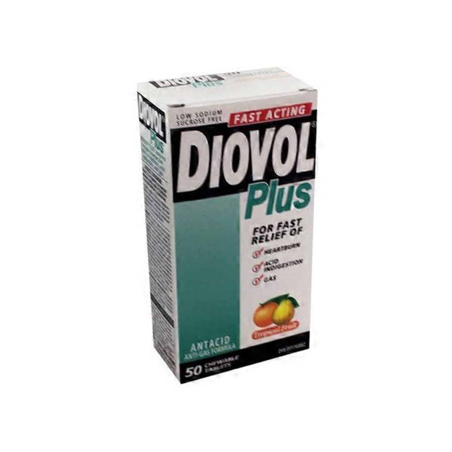 DIOVOL Plus Tropical Fruit Fast Acting Chewable Antacid Tablets (50 ct ...